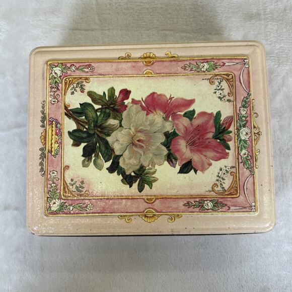 VTG Metal Tin Keller Charles of Philadelphia Flowers Floral Pink White Charity - Picture 2 of 11